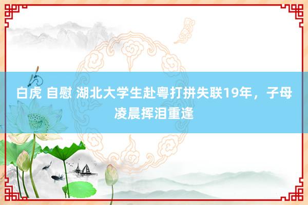 白虎 自慰 湖北大学生赴粤打拼失联19年，子母凌晨挥泪重逢