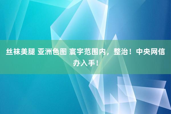 丝袜美腿 亚洲色图 寰宇范围内，整治！中央网信办入手！