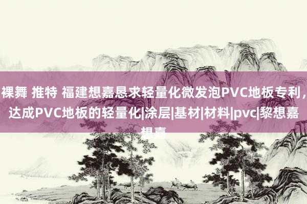 裸舞 推特 福建想嘉恳求轻量化微发泡PVC地板专利，达成PVC地板的轻量化|涂层|基材|材料|pvc|黎想嘉