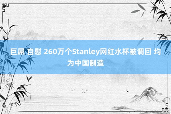 巨屌 自慰 260万个Stanley网红水杯被调回 均为中国制造